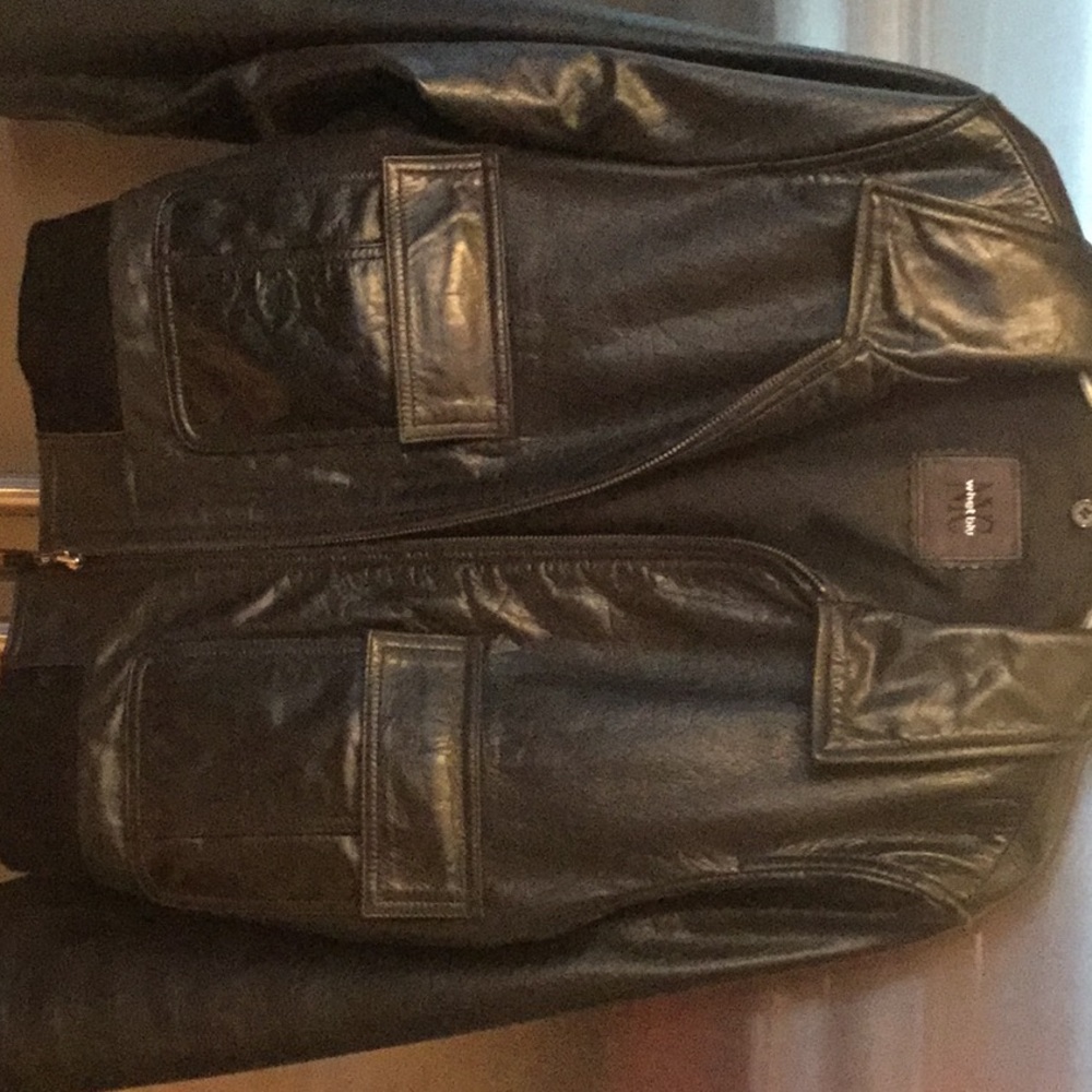 Waist length Leather Bomber Jacket